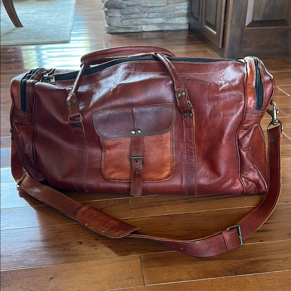 Brown Genuine Leather Unisex Bag